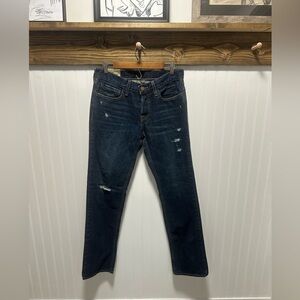 Hollister Men's Deep Blue Classic Straight Jeans Sz 31x32 Distressed Button Fly